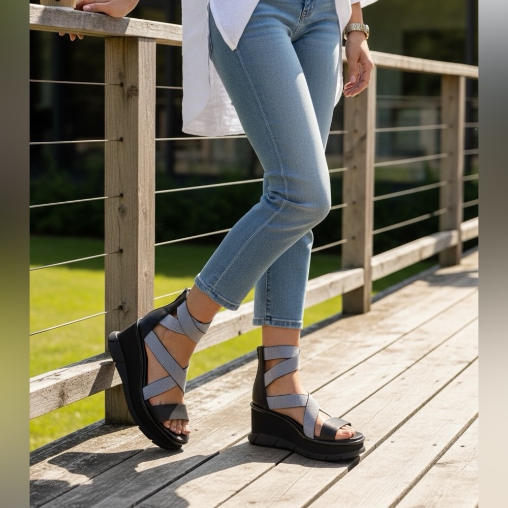 Sorel Joanie III Sport Strap Sandals - Leather Grey&Black